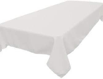 LA Linen Polyester Poplin Washable Rectangular Tablecloth, Stain and Wrinkle Resistant Table Cover 60x102, Fabric Table Cloth for Dinning, Kitchen, Party, Holiday 60 by 102-Inch, White