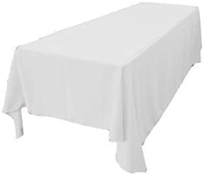 LA Linen Polyester Poplin Washable Rectangular Tablecloth, Stain and Wrinkle Resistant Table Cover 90x132, Fabric Table Cloth for Dinning, Kitchen, Party, Holiday 90 by 132-Inch, White
