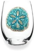 THE QUEENS' JEWELS Sand Dollar Jeweled Stemless Wine Glass, 21 oz. - Unique Gift for Women, Birthday, Cute, Fun, Not Painted, Decorated, Bling, Bedazzled, Rhinestone