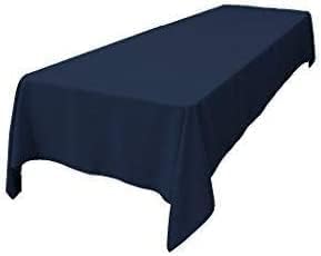 LA Linen Polyester Poplin Washable Rectangular Tablecloth, Stain and Wrinkle Resistant Table Cover 60x120, Fabric Table Cloth for Dinning, Kitchen, Party, Holiday 60 by 120-Inch, Navy