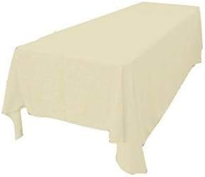 LA Linen Polyester Poplin Washable Rectangular Tablecloth, Stain and Wrinkle Resistant Table Cover 90x132, Fabric Table Cloth for Dinning, Kitchen, Party, Holiday 90 by 132-Inch, Ivory