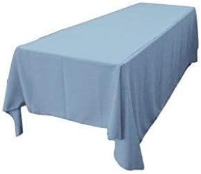 LA Linen Polyester Poplin Washable Rectangular Tablecloth, Stain and Wrinkle Resistant Table Cover 90x132, Fabric Table Cloth for Dinning, Kitchen, Party, Holiday 90 by 132-Inch, Blue Light