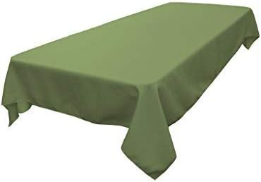 LA Linen Polyester Poplin Washable Rectangular Tablecloth, Stain and Wrinkle Resistant Table Cover 60x102, Fabric Table Cloth for Dinning, Kitchen, Party, Holiday 60 by 102-Inch, Sage Dark