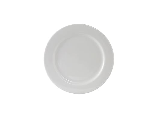 Tuxton China ALA-054 Plate, 5-1/2" Diameter, Round, Wide Rim, Rolled Edge, Microwave and Dishwasher Safe, Oven Proof, Fully Vitrified, Alaska, Porcelain White, Pack of 36