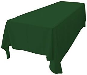 LA Linen Polyester Poplin Washable Rectangular Tablecloth, Stain and Wrinkle Resistant Table Cover 90x132, Fabric Table Cloth for Dinning, Kitchen, Party, Holiday 90 by 132-Inch, Hunter Green