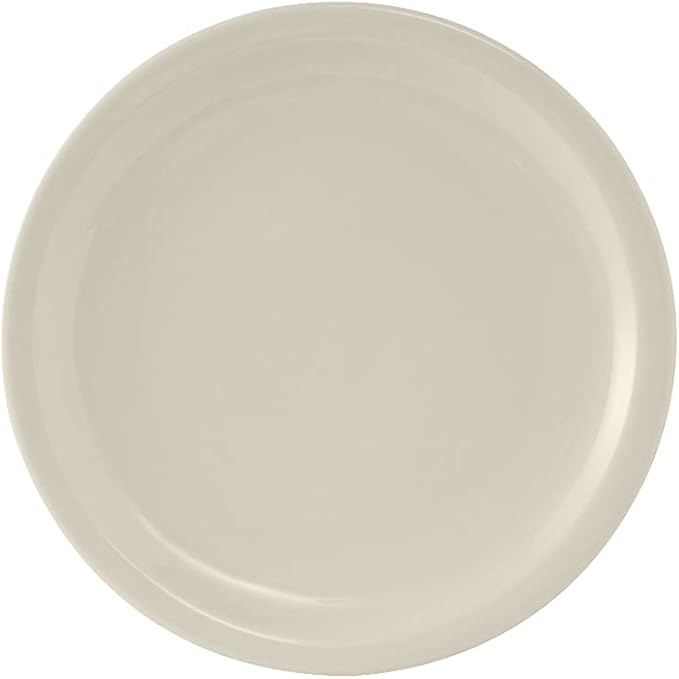 Tuxton China TNR-008 Plate, 9" Diameter, Round, Narrow Rim, Microwave and Dishwasher Safe, Oven Proof, Fully Vitrified, Ceramic, TuxCare, Healthcare, Nevada, American White/Eggshell, Pack of 24