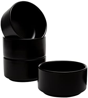 Vikko Modern Soup Bowls, Set of 4 Black Matte Porcelain Bowls, Large Size 22 oz Elegant Restaurant Style Soup Bowl Set, Microwave and Dishwasher Safe
