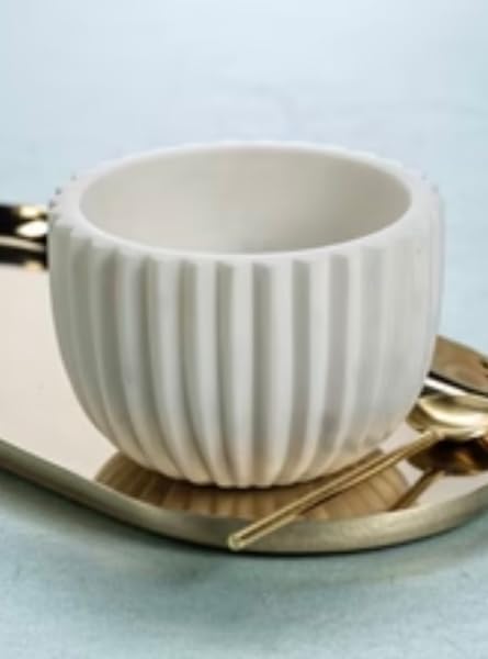 Whispering Ribbed Marble Bowl – 4" Handcrafted Decorative Marble Accent Bowl for Tabletop, Vanity, or Entryway, Modern White Stone Catchall Dish