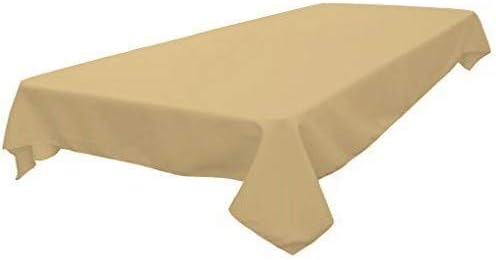 LA Linen Polyester Poplin Washable Rectangular Tablecloth, Stain and Wrinkle Resistant Table Cover 60x102, Fabric Table Cloth for Dinning, Kitchen, Party, Holiday 60 by 102-Inch, Khaki