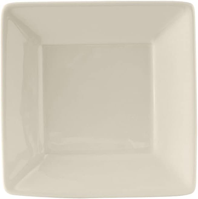 Tuxton China BEH-073B Plate, 7-3/8", Square, Wide Rim, Microwave and Dishwasher Safe, Oven Proof, Fully Vitrified, Ceramic, DuraTux, American White/Eggshell, Pack of 12