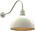 Steel Lighting Co. Hollywood Bowl Light | Outdoor Wall Mounted | 15 inch Bowl Dome | 23" Gooseneck | Barn Light Made in America | Cream Exterior/Brass Interior