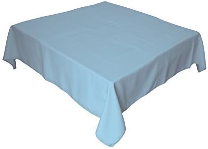 LA Linen Polyester Poplin Washable Square Tablecloth, Stain and Wrinkle Resistant Square Table Cover 52x52, Fabric Table Cloth Square for Dining, Kitchen, Party, Holiday 52 by 52-Inch, Blue Light