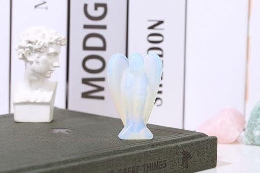 YATOJUZI 2" Opal Moonstones Angels Decor Healing Crystal Polished Natural Stone Sculpture Statue Hand-Carved Figurines Gemstone Energy Reiki Home Room Desk Decoration Guardian Angelfor Women Men