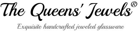THE QUEENS' JEWELS Blue and White Flip Flop Jeweled Stemless Wine Glass, 21 oz. - Unique Gift for Women, Birthday, Cute, Fun, Not Painted, Decorated, Bling, Bedazzled, Rhinestone