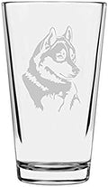 Husky Dog Themed Etched All Purpose 16oz Pint Glass