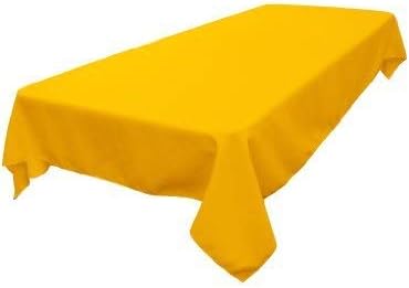 LA Linen Polyester Poplin Washable Rectangular Tablecloth, Stain and Wrinkle Resistant Table Cover 60x102, Fabric Table Cloth for Dinning, Kitchen, Party, Holiday 60 by 102-Inch, Yellow Dark