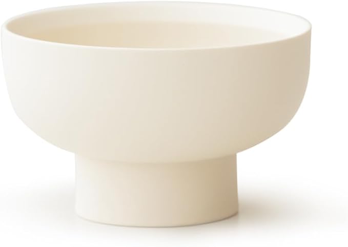 WENSHUO High-foot Deep Fruit Bowl, Ceramic Pedestal Decorative Bowl, Round Bowl for Salad, 5.5" Small Size, Matte Crème (Matte Crème, 5.5")