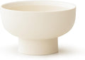 WENSHUO High-foot Deep Fruit Bowl, Ceramic Pedestal Decorative Bowl, Round Bowl for Salad, 5.5" Small Size, Matte Crème (Matte Crème, 5.5")