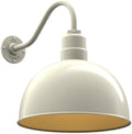 Steel Lighting Co. Hollywood Bowl Light | Outdoor Wall Mounted | 15 inch Bowl Dome | 16" Gooseneck | Barn Light Made in America | Cream Exterior/Brass Interior
