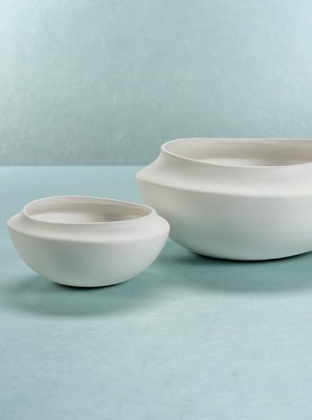 Modern Coastal Ceramic Bowl Matte White, Minimalist Decorative or Serving Bowl, Available in Small and Large Sizes (Large 12.5 x 5.5 Inch)