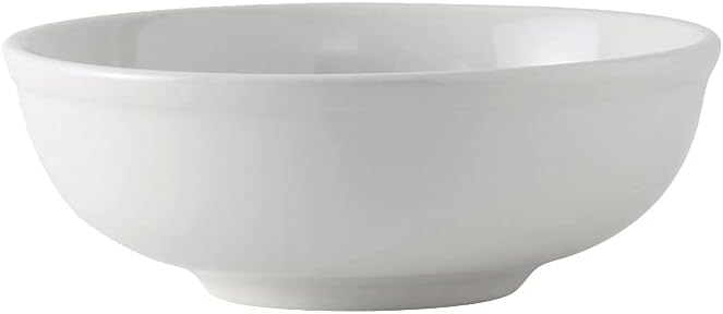 Tuxton China BPB-3503 Menudo/Salad Bowl, 35 oz., 7-5/8" Diameter x 2-3/4"H, Round, Microwave and Dishwasher Safe, Oven Proof, Fully Vitrified, DuraTux, Porcelain White, Pack of 12