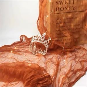 Joanlody Terracotta Cheesecloth Table Runner Spring Easter 10Ft Rustic Gauze Boho Cheese Cloth Table Runner for Wedding Bridal Baby Shower Decoration 10 Pack