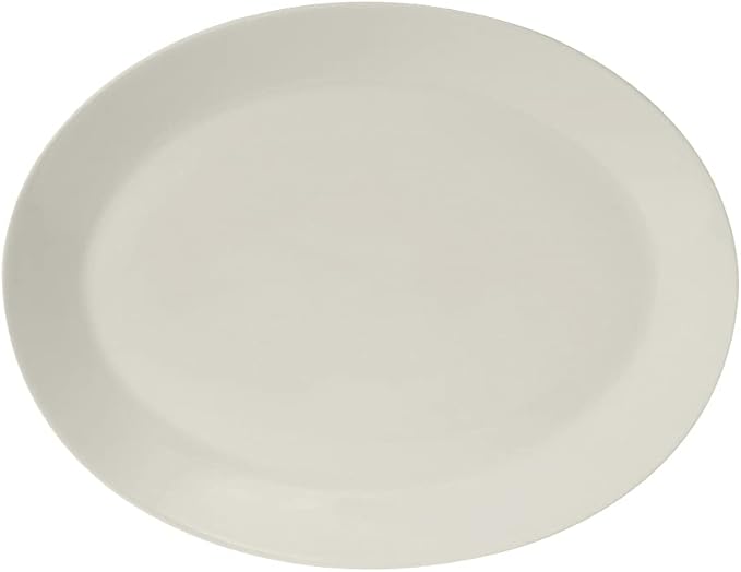 Tuxton China AMU-021 Platter, 11-1/8" x 8-5/8", Oval, Wide Rim, Microwave and Dishwasher Safe, Oven Proof, Fully Vitrified, Ceramic, AlumaTux, Modena, Pearl White, Pack of 12