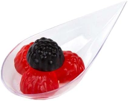 48 Pack Tiny Tear Spoon Clear Mini Appetizer Plates Mini Plastic Dessert Spoons Professional-Grade Recyclable Party Small Serving Platter Clear Disposable Plates Serving Tray for Events CMJJ