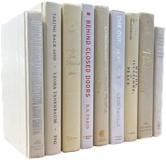 Real Books by Color® (Set of 5, White Cream) Decorative Bookshelf Home Decor Shelf Styling Photo Prop