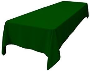 LA Linen Polyester Poplin Washable Rectangular Tablecloth, Stain and Wrinkle Resistant Table Cover 60x126, Fabric Table Cloth for Dinning, Kitchen, Party, Holiday 60 by 126-Inch, Emerald Green