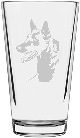 Belgian Shepherd (Malinois) Dog Themed Etched All Purpose 16oz Pint Glass