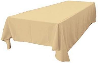 LA Linen Polyester Poplin Washable Rectangular Tablecloth, Stain and Wrinkle Resistant Table Cover 90x132, Fabric Table Cloth for Dinning, Kitchen, Party, Holiday 90 by 132-Inch, Khaki