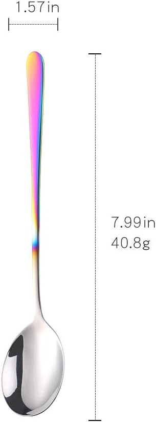 5-pieces Soup Dinner Spoon 8-Inch Rainbow Metal Korean Spoon Stainless Steel Table Spoons by Buyer Star
