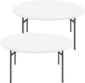 Round Spandex Tablecloth 2 Pack, Elastic Fitted Waterproof Tablecloths for 57"-68" Tables, Stretch Washable Picnic Table Cover for Camping, Dining, Indoor and Outdoor, White