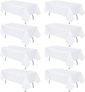 8 Pack White Tablecloth 60 x 126 Inch Rectangular Table Cloth for 8 Foot Rectangle Tables, Wrinkle Resistant Washable Fabric Polyester Table Covers for Wedding Party Banquet Buffet
