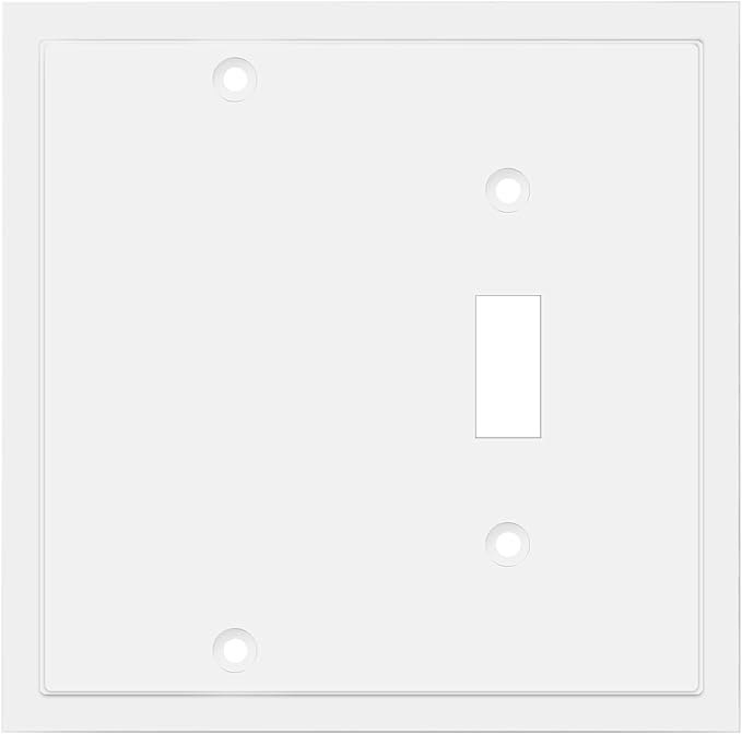 Henne Bery Modern Edge Decorative Wall Plate Switch Plate Outlet Cover, Durable Solid Zinc Alloy (Blank/Toggle, White)