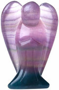 YATOJUZI 2" Fluorite Angel Decor Crystals Polished Natural Stone Sculpture Statue Home Room Office Desk Decoration Guardian Hand Carved Cute Figurines Energy Reiki Gifts for Women Men