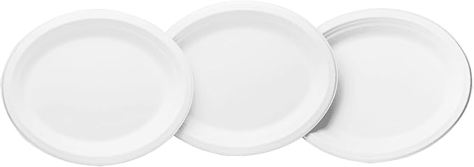 KARAT EARTH 12.5''x10'' PFAS Free Compostable Bagasse Oval Plates, KE-BPO12510-1CFF - 500 ct