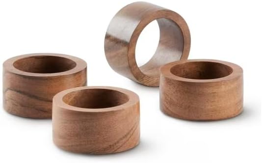 Napkin Rings, Wood Napkin Rings Set of 12 Napkin Holders Buckles for Dining, Anniversary, Birthday, Dinner, Christmas, Party of Table -Pack of 12 Napkin Ring