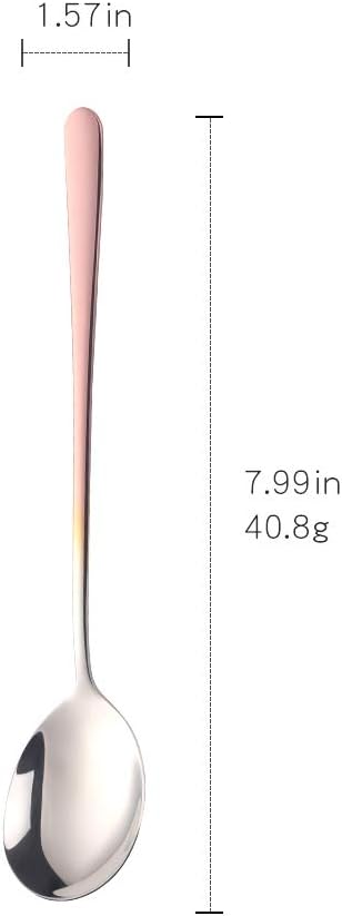 5-pieces Soup Dinner Spoon 8-Inch Rose Gold Metal Korean Spoon Stainless Steel Table Spoons by Buyer Star