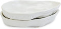 RoRo Handmade Ceramic Stoneware Oyster-Inspired Glossy White Canape Plates, 5.5 Inch | Perfect for Sushi, Tapas, Bruschetta & Appetizers Set of 2