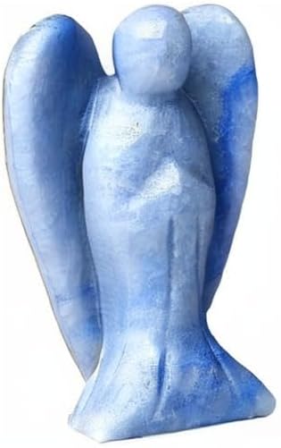 YATOJUZI 2" Blue Aventurine Angel Decors Natural Healing Crystals Polished Carved Gemstones Stones Hand Guardian Cute Sculpture Statue Reiki Energy Figurine Home Room Office Desk Decor Gifts for Women