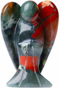 YATOJUZI 2" African Bloodstone Angel Decor Crystals Polished Natural Stone Sculpture Statue Home Room Office Desk Decoration Guardian Hand Carved Cute Figurines Energy Reiki Gifts for Women Men
