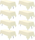 8 Pack Beige Tablecloth 60 x 126 Inch Rectangular Table Cloth for 6 Foot Rectangle Tables, Wrinkle Resistant Washable Polyester Fabric Table Covers for Wedding Party Banquet Buffet and Camping