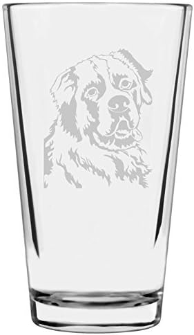 Saint Bernard Dog Themed Etched All Purpose 16oz Pint Glass
