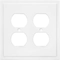 Henne Bery Modern Edge Decorative Wall Plate Switch Plate Outlet Cover, Durable Solid Zinc Alloy (Double Duplex, White)