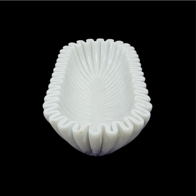 Marble Ruffle Bowls Large Scalloped Decorative Centerpiece, Decorative bowl, White Marble Ripple Bowl, Handmade Scalloped Bowl, House warming gift, Table Decor Bowl 14" White
