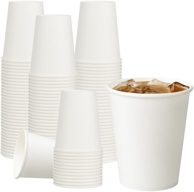 RACETOP 8 oz 300 Pack Disposable Paper Coffee Cups, Disposable Paper Cups, Hot Coffee Cups for Office, Party, Home