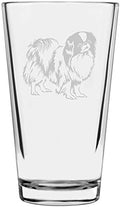 Japanese Chin Dog Themed Etched All Purpose 16oz Pint Glass