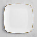 Coupe Dynasty Square Plastic Plates, White with Gold Band, 10 Inch, BPA Free, Disposable, 10 Count, for Events and Weddings